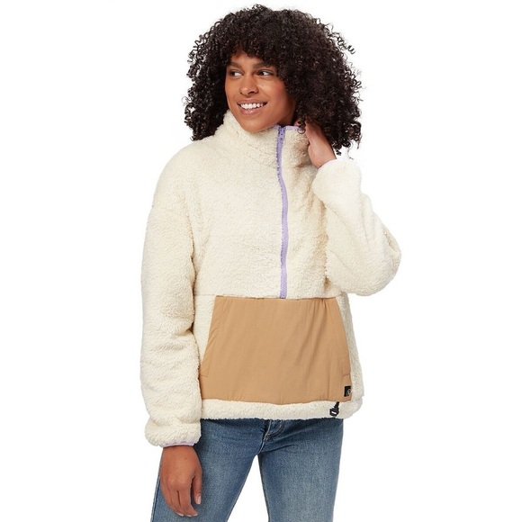Backcountry Jackets & Blazers - Backcountry Fleece Cream and Tan Sherpa Pullover‎ Jacket